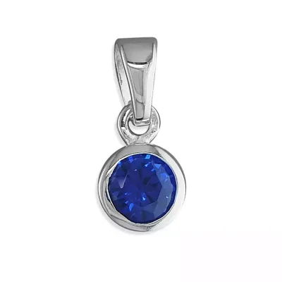 Sapphire CZ Solitaire Necklace - September Birthstone