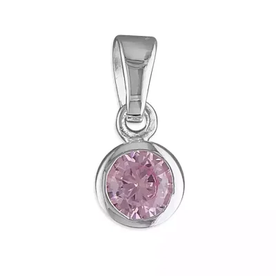 Pink Topaz CZ Solitaire Necklace - October Birthstone