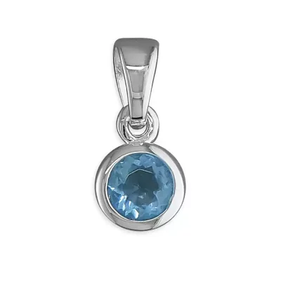 Blue Zircon Solitaire Necklace - December Birthstone