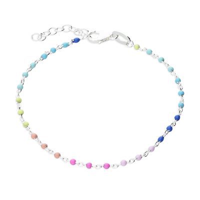 Sterling Silver Multi-Coloured Enamel Bead Bracelet
