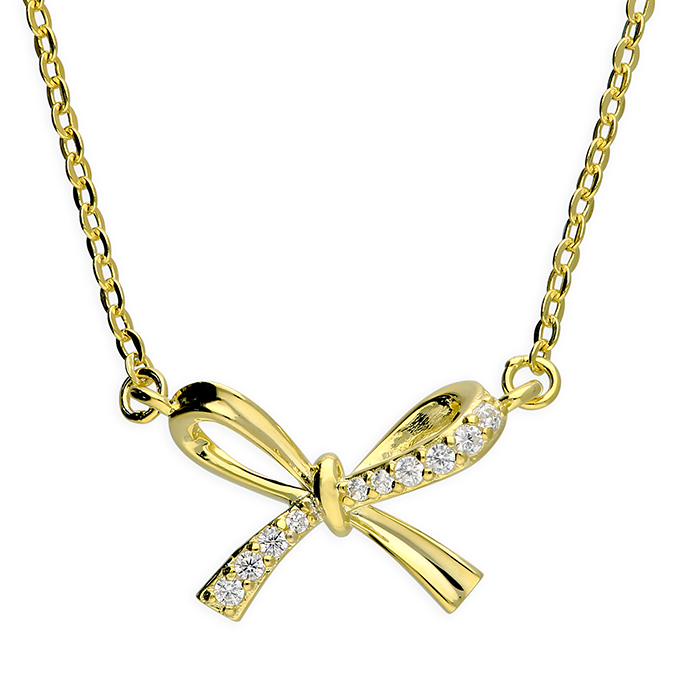 Gold bow necklace