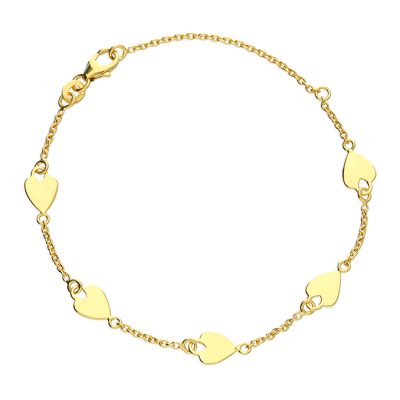 Gold Plated Sterling Silver Bracelet with Hearts