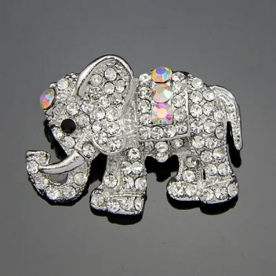 Crystal Elephant Brooch