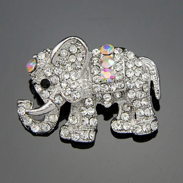 Crystal Elephant Brooch