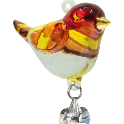 Gold Finch Glass Hanging Bird