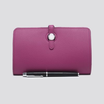 Plum Faux Leather Travel Wallet with Purse