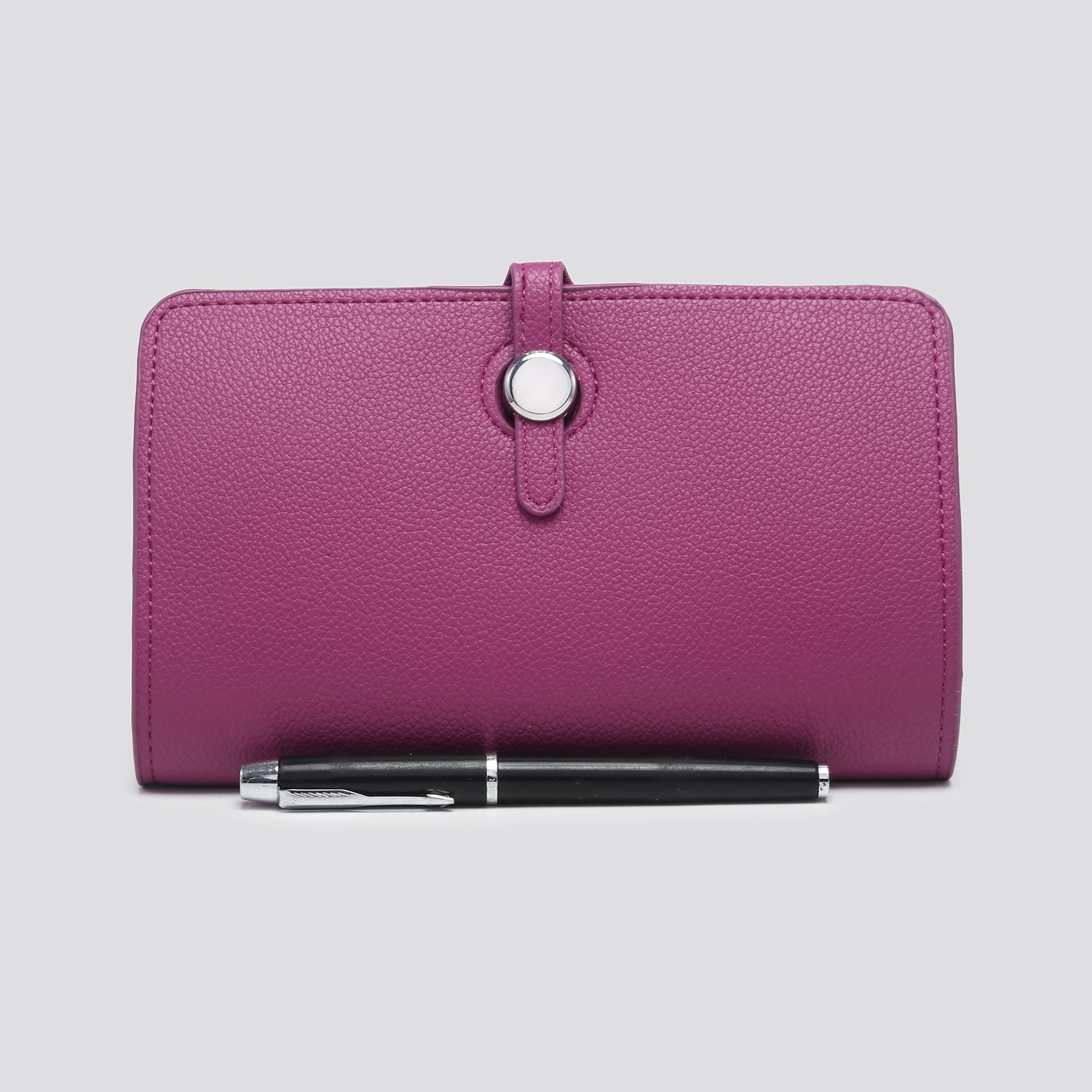 Plum Faux Leather Travel Wallet with Purse