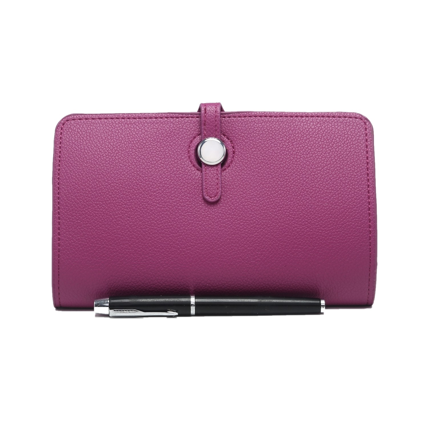 Plum faux leather travel wallet, gifts from Silver 54