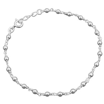 Sterling Silver Station Bead Chain Bracelet
