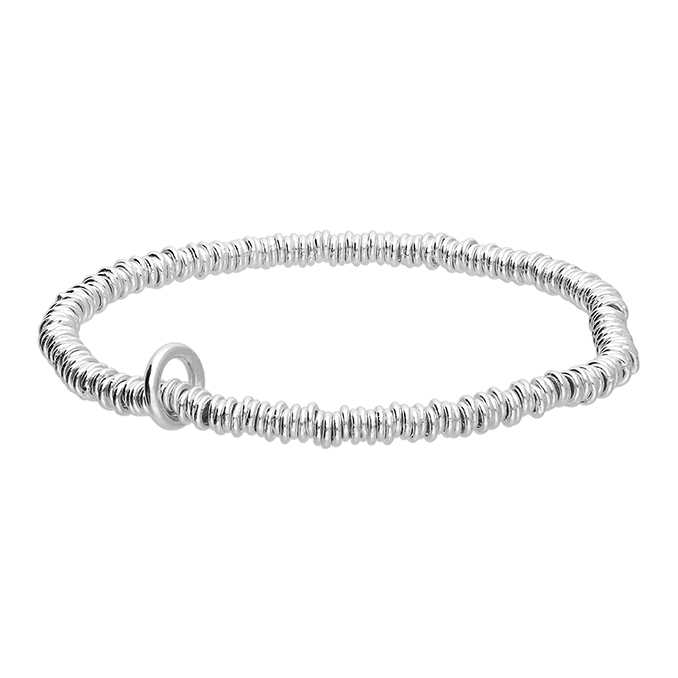 Sterling Silver Elasticated Rings Bracelet with Charm Carrier