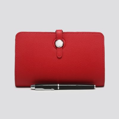 Red Faux Leather Travel Wallet with Purse
