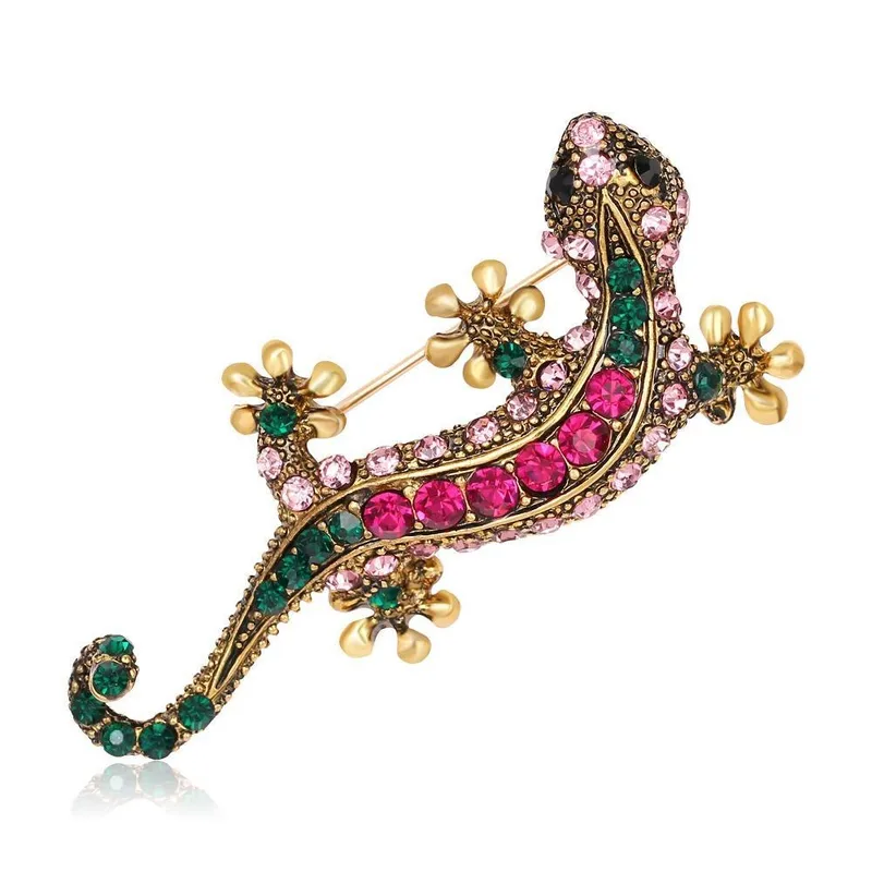 Crystal Lizard Brooch
