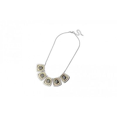 Modern Tritone Metal Link Short Statement Necklace
