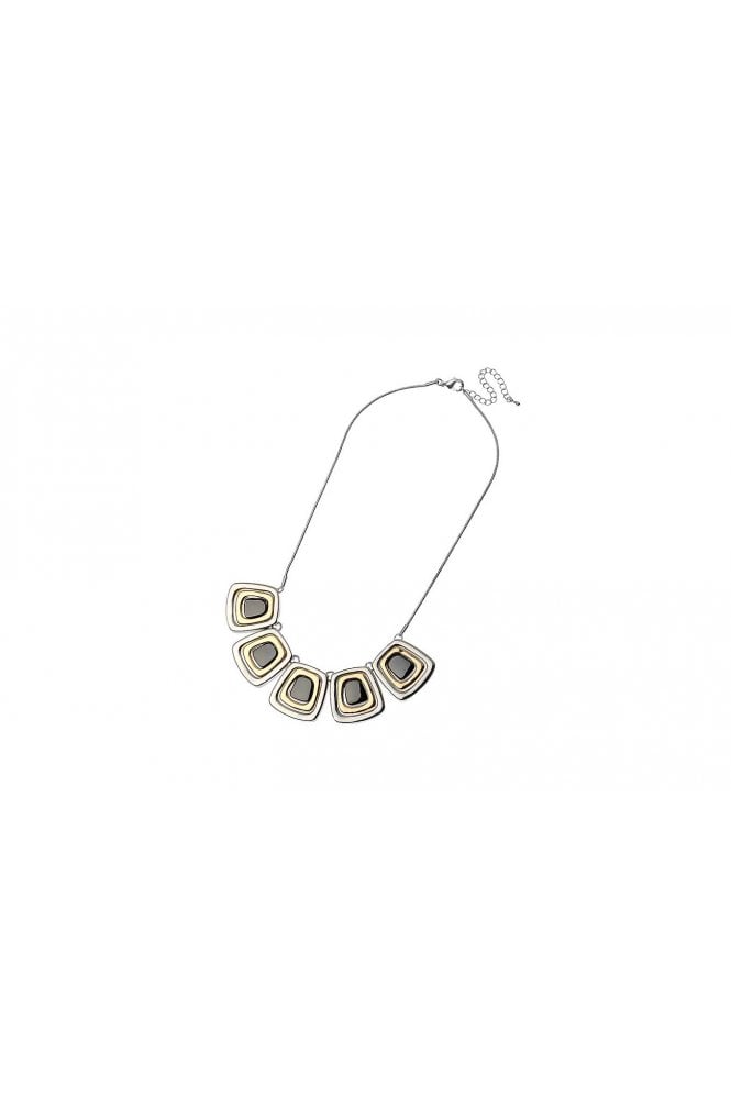 Modern Tritone Metal Link Short Statement Necklace