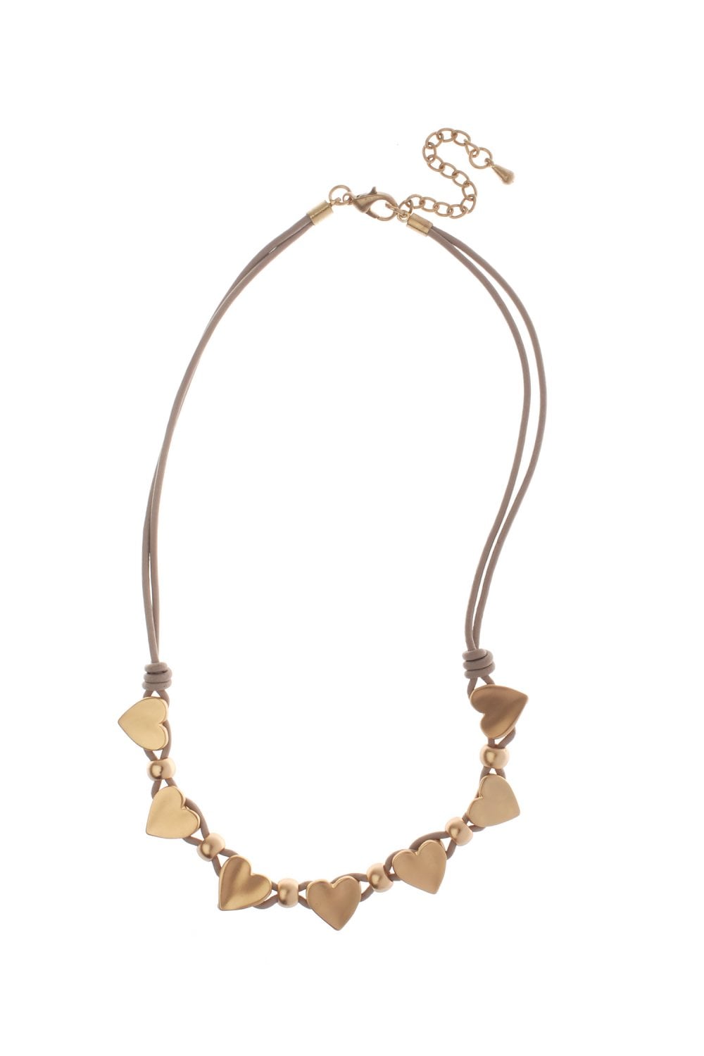 Chic Dual Strand Leather Necklace With Heart Charms
