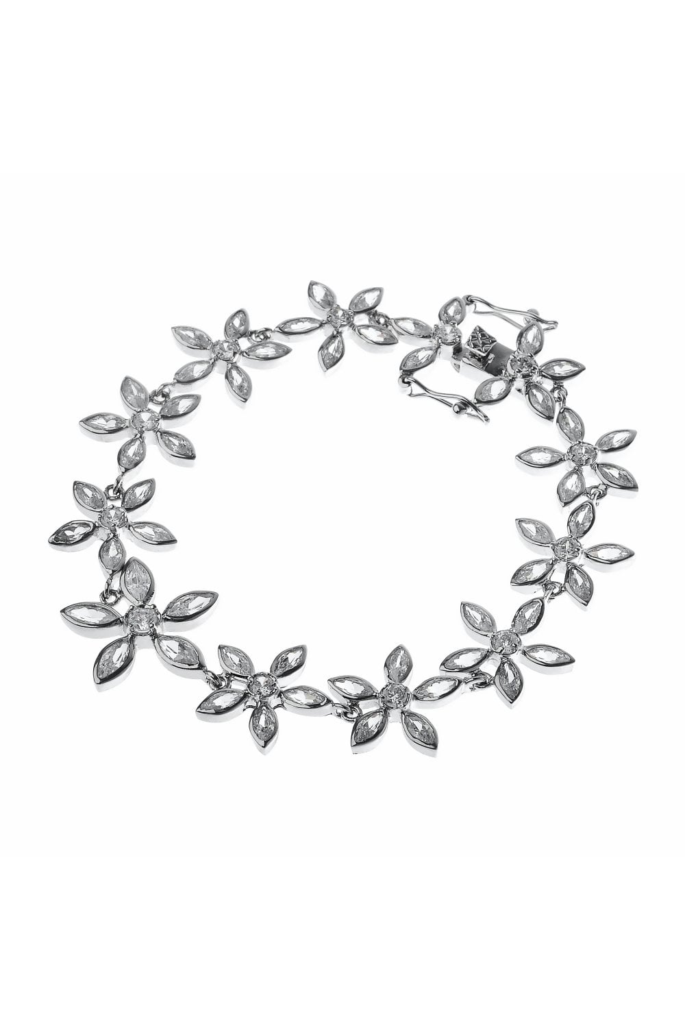 Glam Bloom Silver Bracelet with Cubic Zirconia Accets