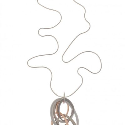 Silver Serpentine Chic Necklace with Tritone Oval Pendant