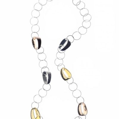 Urban Tricolour Chic Extended Ring Link Necklace