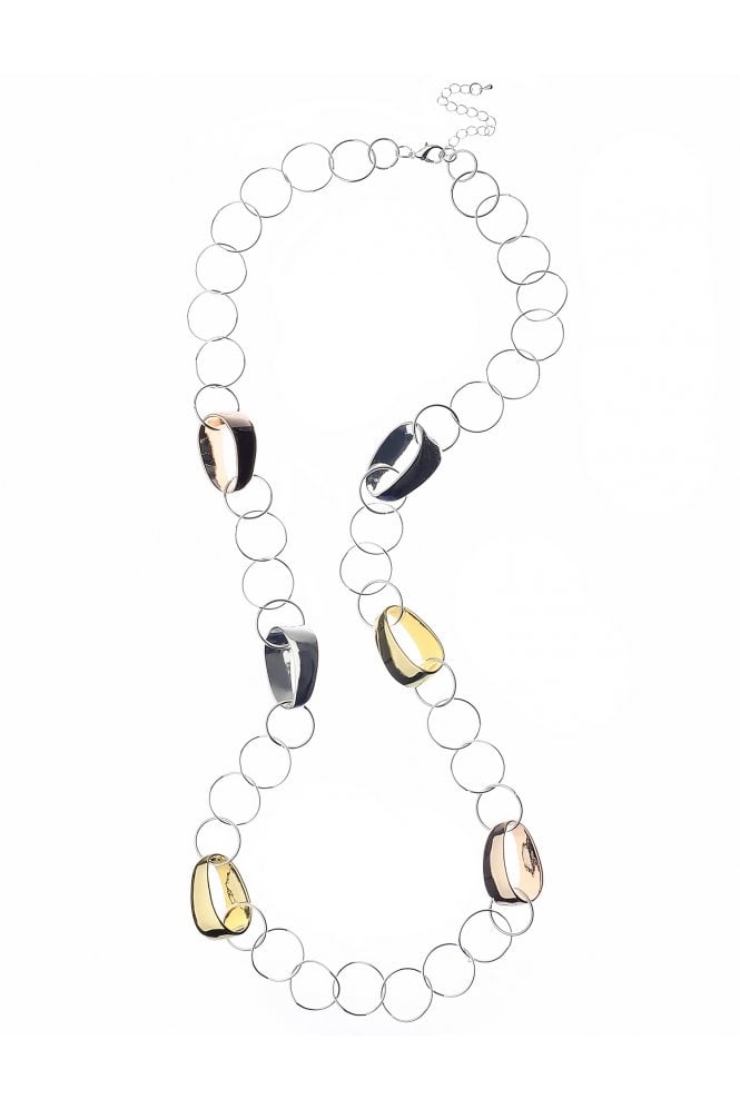 Urban Tricolour Chic Extended Ring Link Necklace
