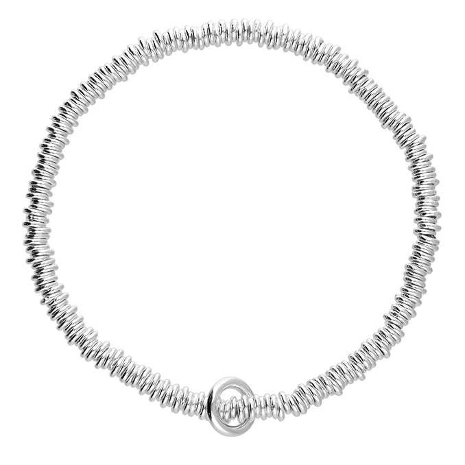 Sterling Silver Elasticated Rings Bracelet with Charm Carrier - Image 2