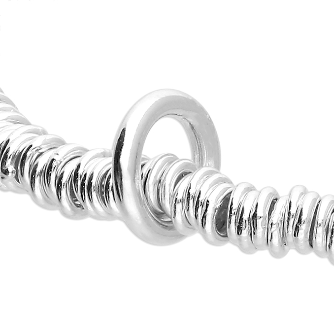 Sterling Silver Elasticated Rings Bracelet with Charm Carrier - Image 3