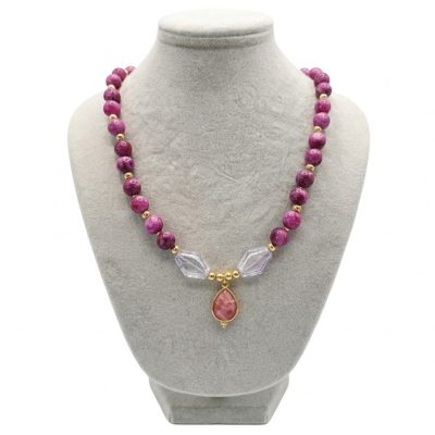 Soft Pink Beaded Agate Necklace