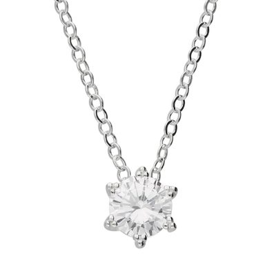 Sterling Silver Star CZ Solitaire Necklace
