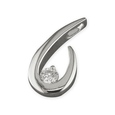 Sterling Silver CZ Open Teardrop Necklace
