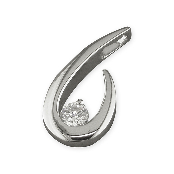 Sterling Silver CZ Open Teardrop Necklace