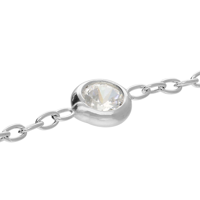 Sterling Silver CZ Station Necklace - Image 2